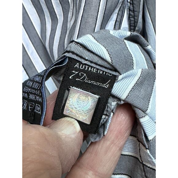 7 Diamonds Men’s Long Sleeve 2XL Shirt Gray White Button Up Eagle Accents - Picture 8 of 16